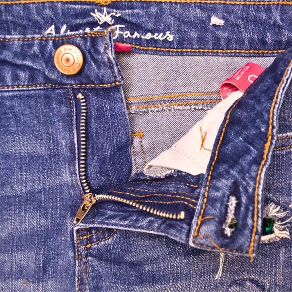 Almost Famous Mid Rise Distressed Sequin PatchSkinny Jeans –Size 0 - Picture 5 of 8